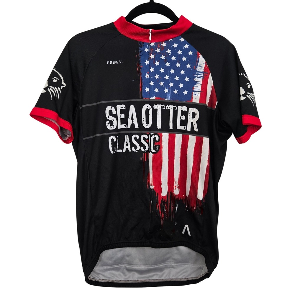 Sea Otter Classic Medium Cycling Jersey PRIMAL USA Flag Patriotic Race Sponsors